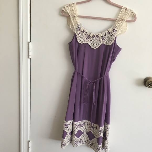 Milly Lace Crochet Lavender Silk Dress - Picture 2 of 4